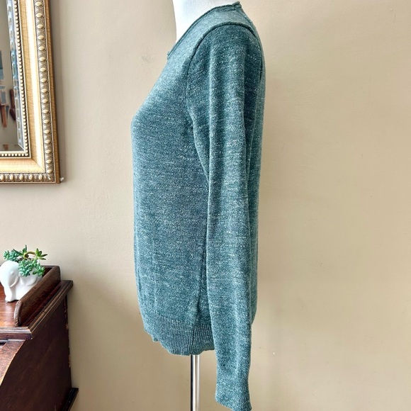 Outerknown Organic Cotton Crewneck Sweater Roll Neck Marled Green Size Small - Picture 6 of 7